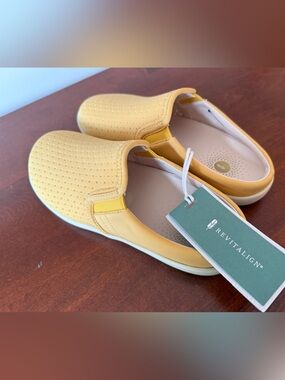 REVITALIGN Women's Yellow Slip-On Perforated Comfort Loafers